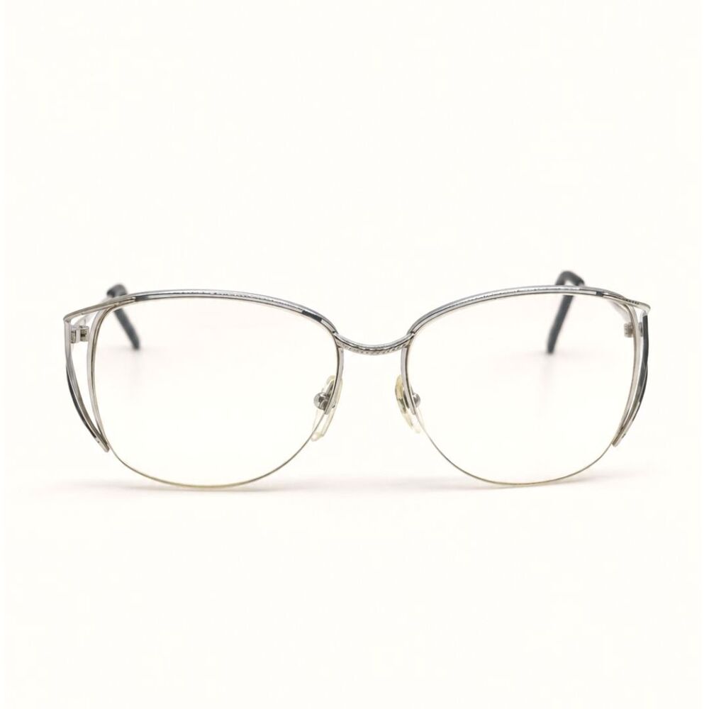VINTAGE BILL BLASS Eyeglass Frames Silver Semi Rimless Japan Designer Retro